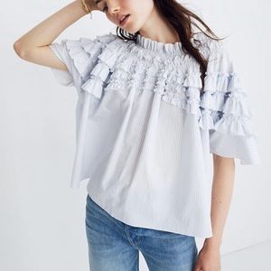 Madewell x Karen Walker Striped Ruffle Top